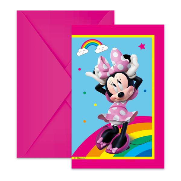 Minnie Rainbow Einladungskarten 6 Stück