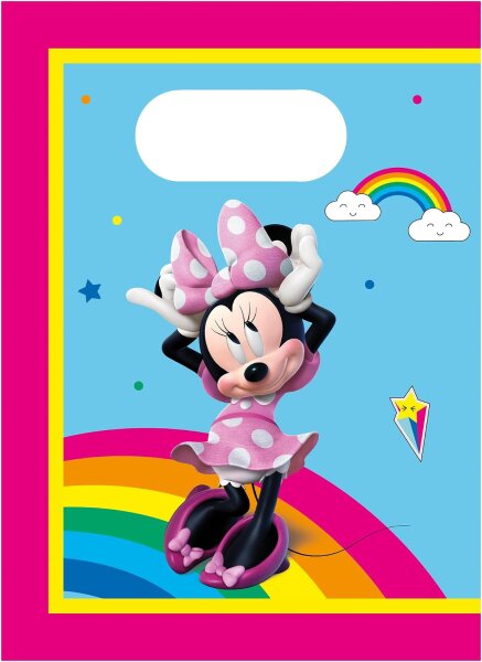 4 Papier Party Tüten Minnie Mouse Rainbow