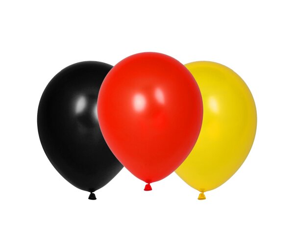 12 Luftballons Deutschland schwarz rot gelb Ø 22 cm