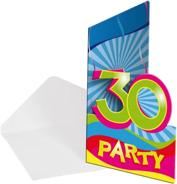 Einladungskarten 30. Geburtstag 8 Stück