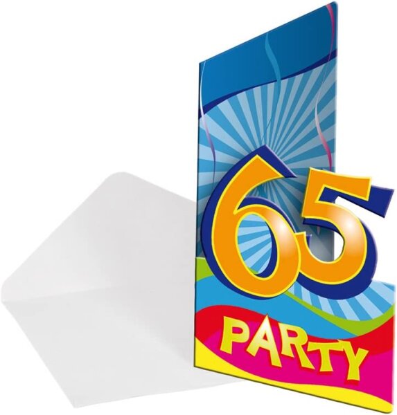 Einladungskarten 65. Geburtstag, 8 Stück