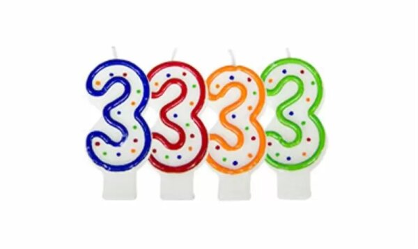 Zahlenkerze "3" für die Geburtstagsdekoration