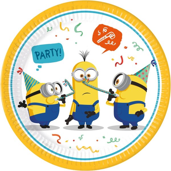 Party-Teller Minions Rise of Gru Größe 23 cm 8 Stück Einwegteller aus Papier