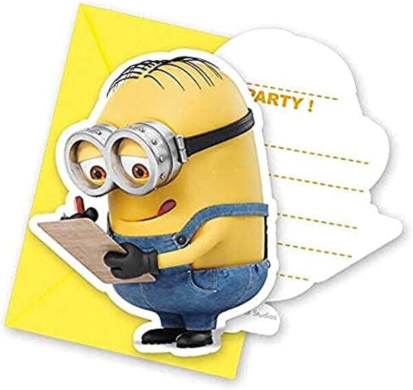 Einladungskarten mit Umschlägen Minions 6 Stück Kindergeburtstag