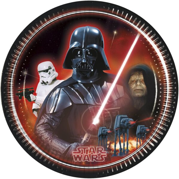 8 Star Wars Pappteller aus der Serie Heroes & Villains, Ø 23 cm rot