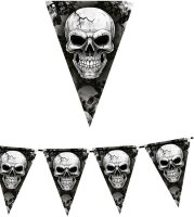 Wimpelgirlande Totenkopf 3 m lang Papierdekoration...
