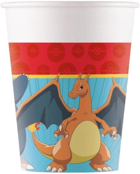 Pappbecher Trinkbecher Pokemon 8 Stück 200ml