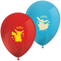 8 Luftballons Pokemon Ø 21 cm bedruckt rot blau...