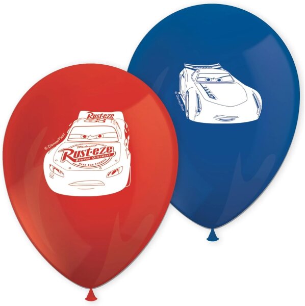 Luftballons Cars 8 Stück Ø 25 cm bedruckt rot blau Latexballons Geburtstag