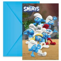 6 Einladungskarten The Smurfs mit Umschläge