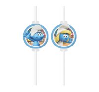 4 Medallion Papier Trinkhalme The Smurfs Schlümpfe