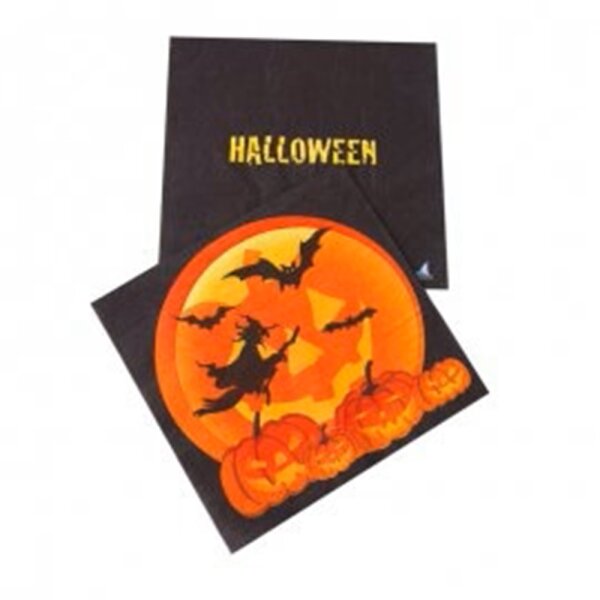 Servietten Halloween Kürbis schwarz 20 Stück
